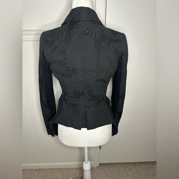 BCBGmaxazria Black Boe Fitted Jacquard Jacket with Peplum and Zippers - Picture 2 of 9
